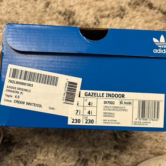 Adidas Gazelle Indoor sneakers. Unisex. Size 6. Cream. White. New. - Picture 8 of 8